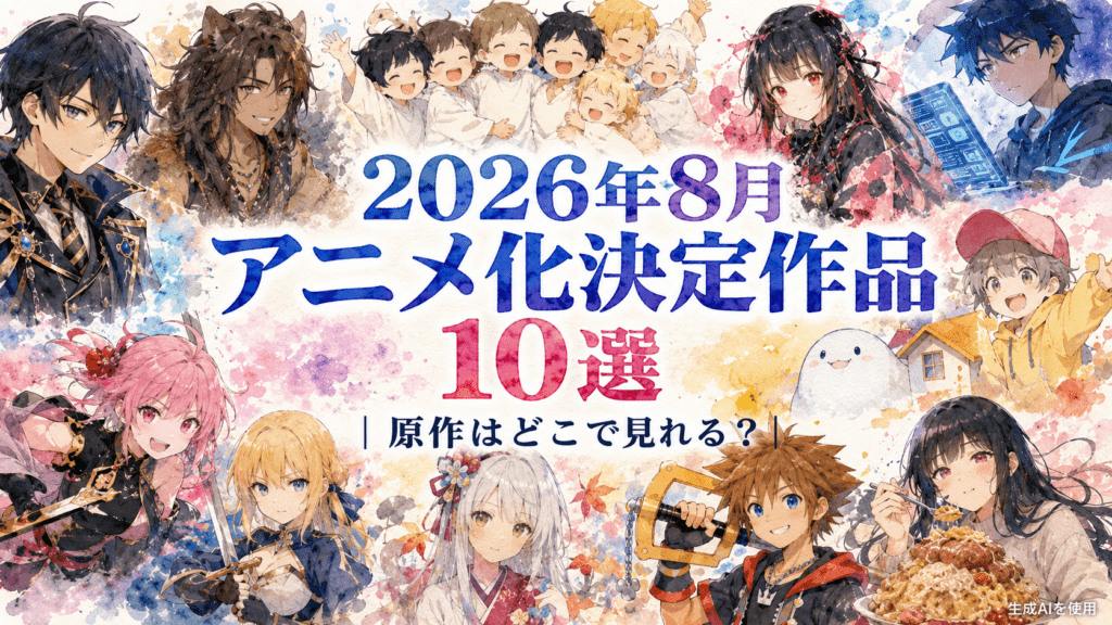 2026年8月アニメ化決定作品10選｜原作はどこで見れる？