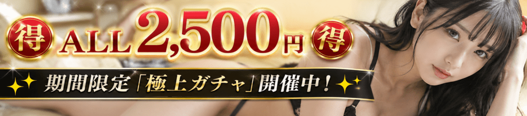 🉐 ALL 2,500円 🉐 ✨ 期間限定「極上ガチャ」開催中! ✨