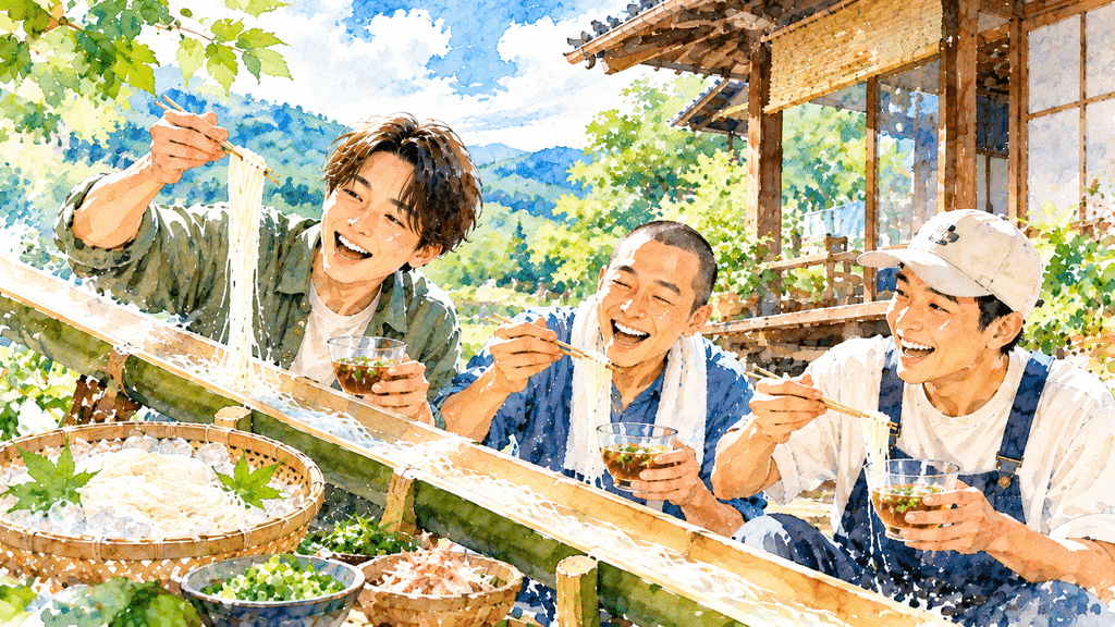 そうめんを楽しむ人たち