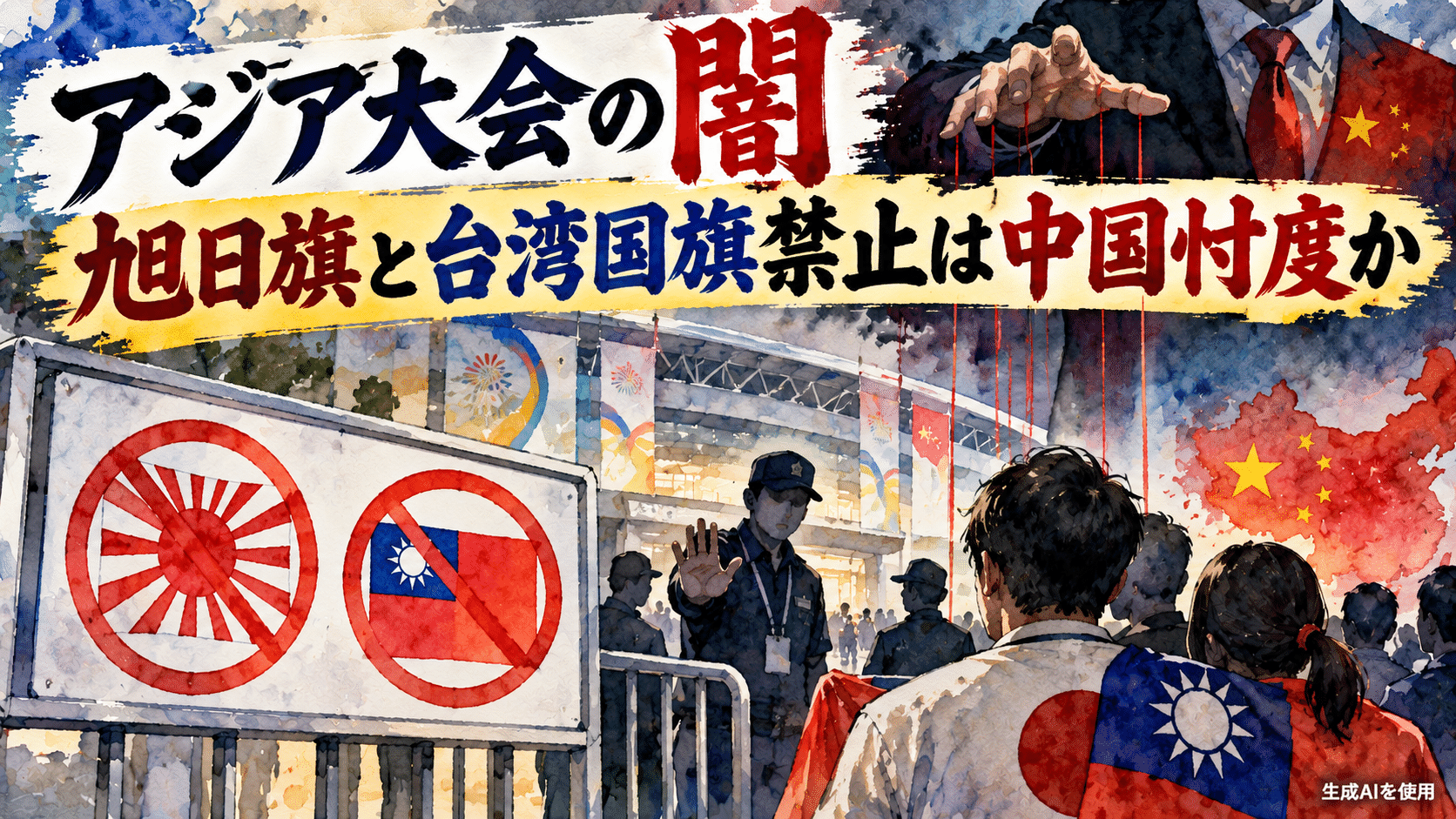 アジア競技大会の闇|旭日旗と台湾旗の禁止は中国忖度?