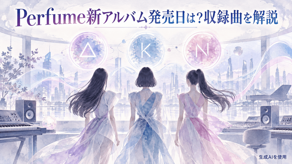 Perfume新アルバム発売日は？収録曲を解説と書かれた水彩画風アイキャッチ