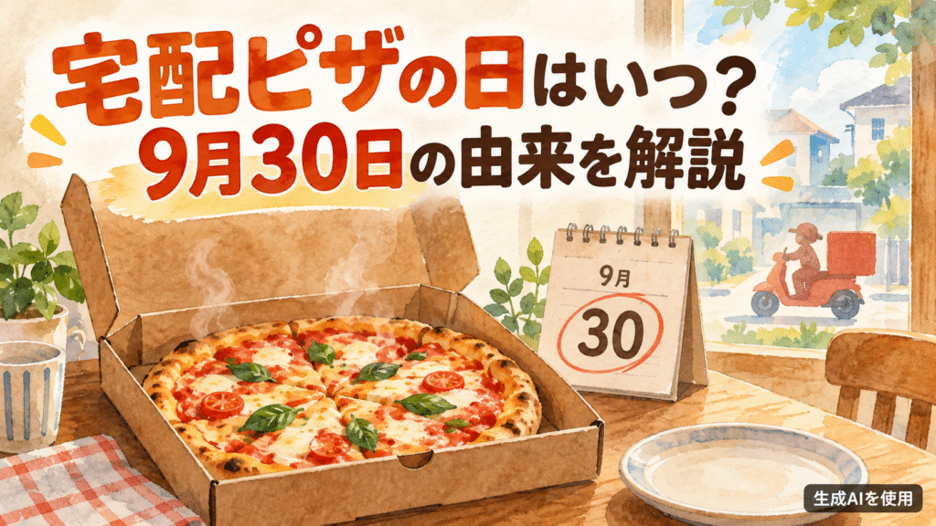 宅配ピザの日が9月30日である由来を紹介する水彩画イメージ