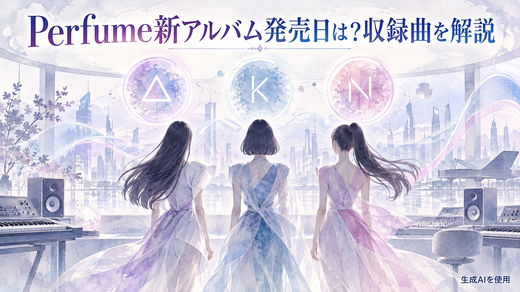 Perfume新アルバム発売日は?収録曲を解説と書かれた水彩画風アイキャッチ