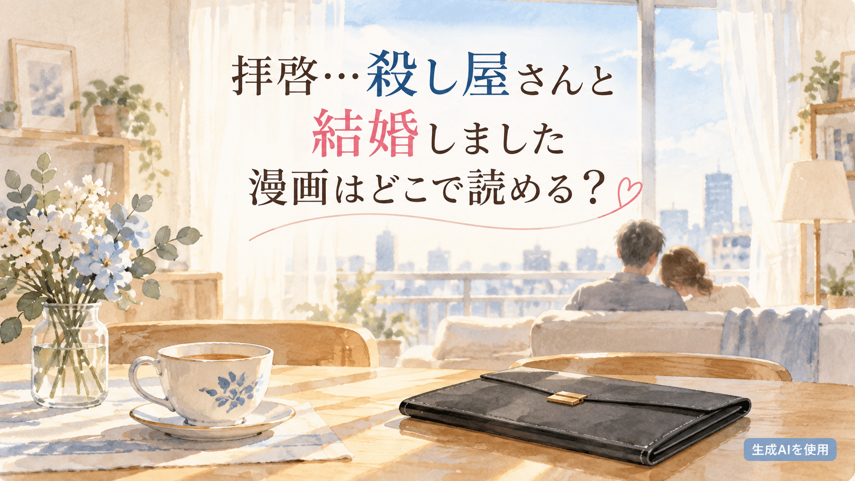 拝啓…殺し屋さんと結婚しました漫画はどこで読める？と書かれた水彩画