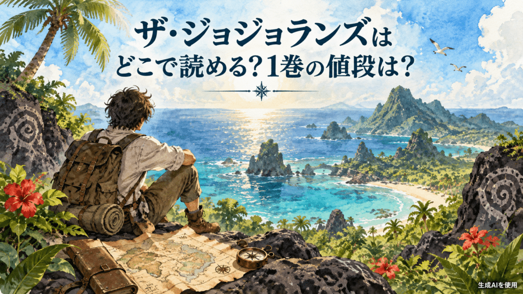 ザ・ジョジョランズはどこで読める？1巻の値段は？と書かれた南国冒険の水彩画