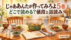 じゃああんたが作ってみろよ最終5巻の値段と話読みを紹介するアイキャッチ
