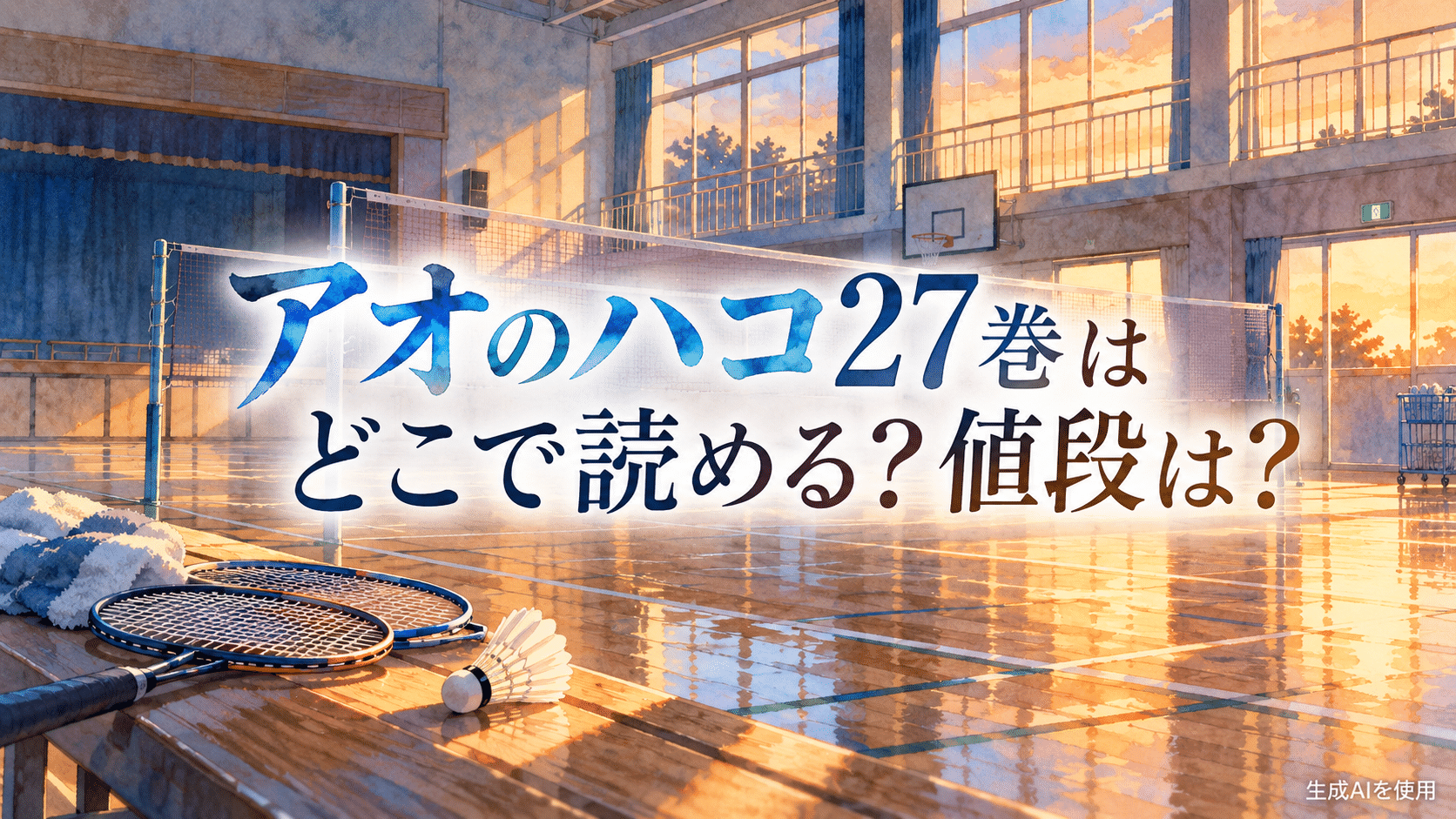 アオのハコ27巻はどこで読める？値段は？と書かれた水彩画