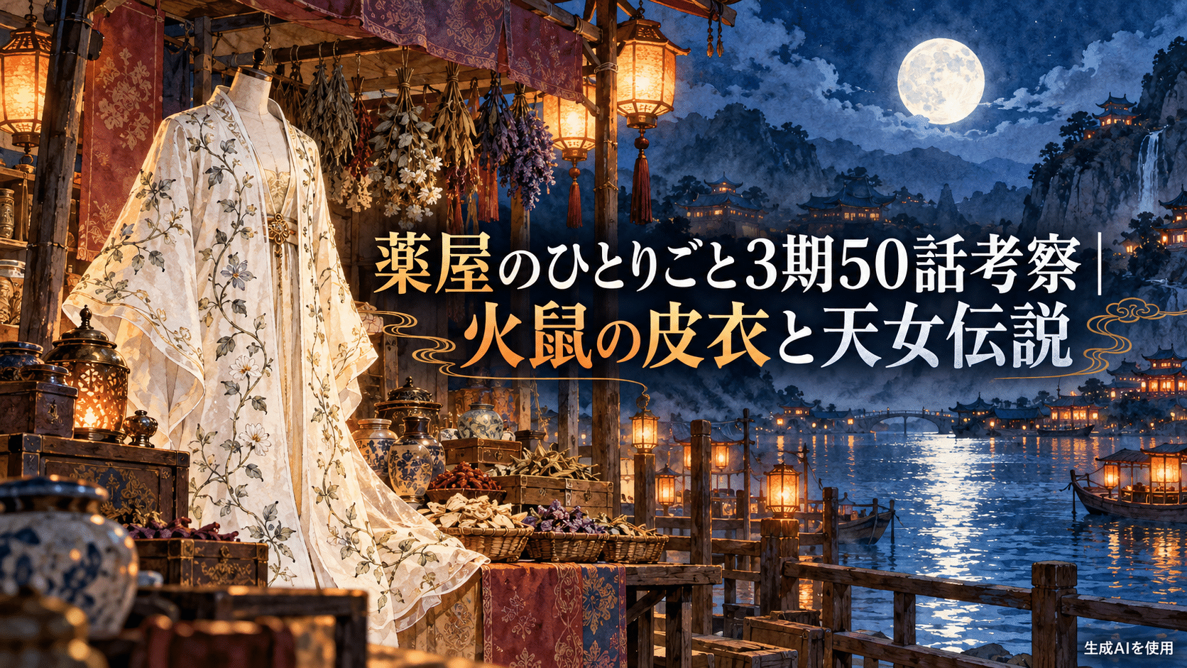 薬屋のひとりごと3期50話の火鼠の皮衣と天女伝説を考察するアイキャッチ