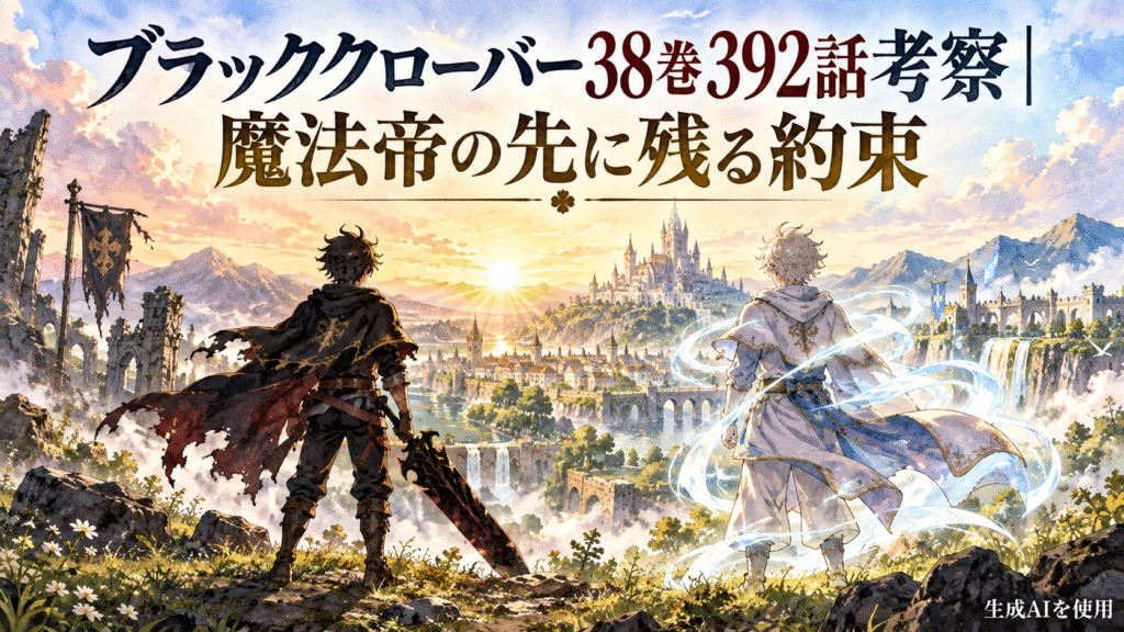 ブラッククローバー38巻392話で魔法帝の先に残る約束を考察するアイキャッチ