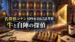名探偵コナン109巻1162話の牛と自陣の探偵を考察するアイキャッチ