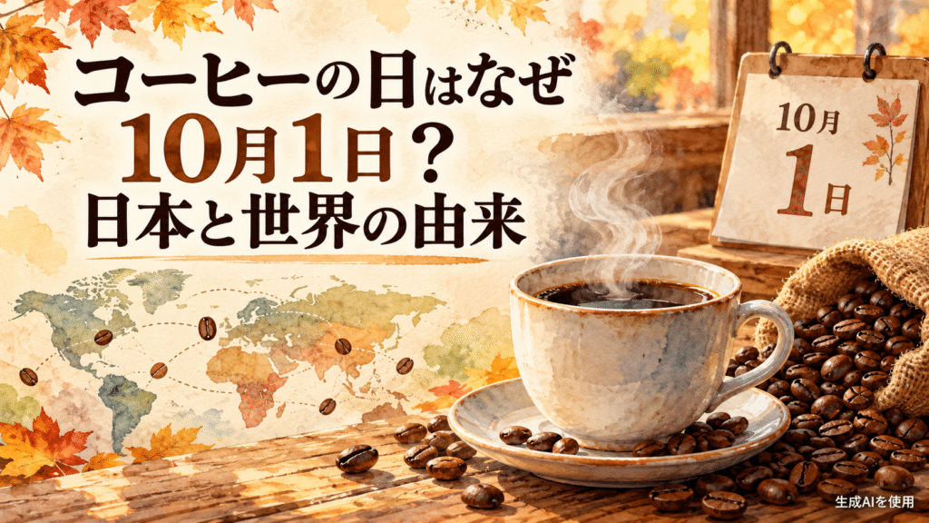 コーヒーの日が10月1日である理由と日本と世界の由来を表す水彩画