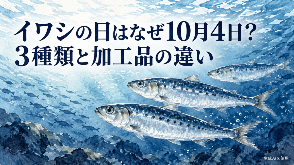 イワシの日の由来と3種類の違いを表現した水彩画風イラスト