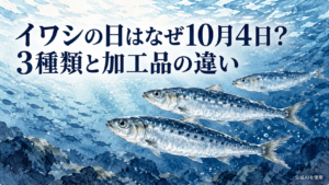イワシの日の由来と3種類の違いを表現した水彩画風イラスト
