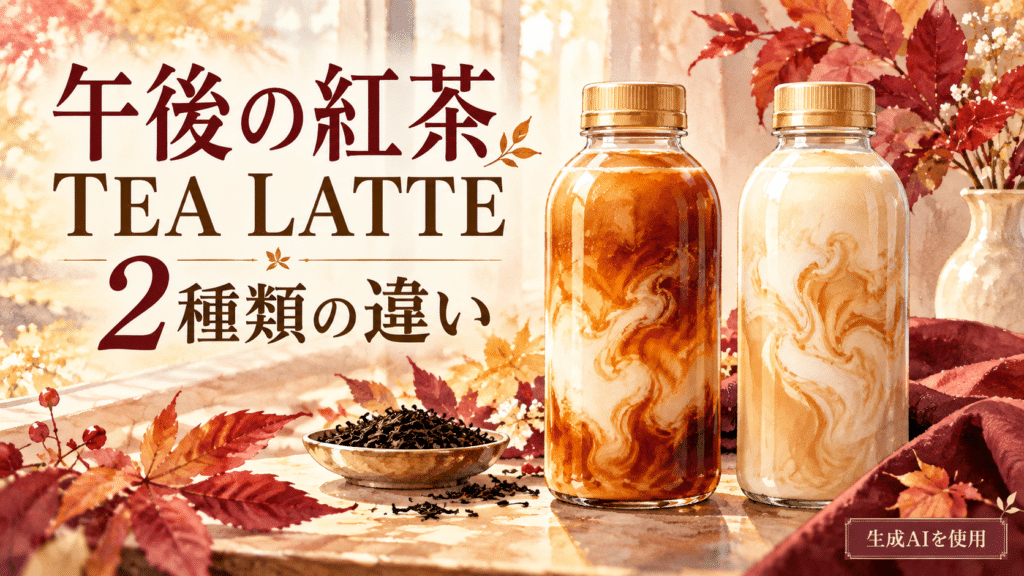 午後の紅茶 TEA LATTEの2種類の違いを表現した水彩画風イラスト