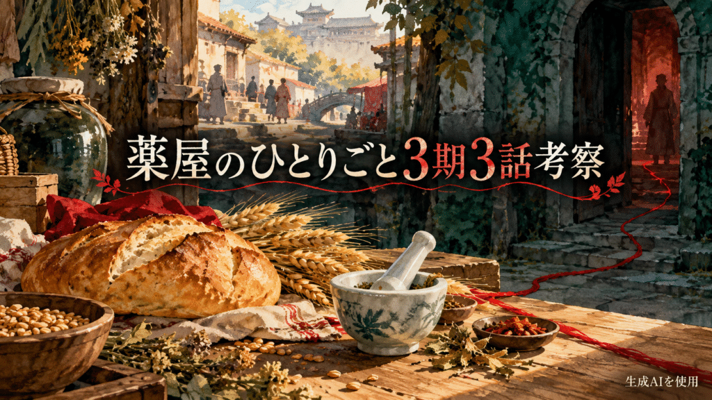 薬屋のひとりごと3期3話で麺麭と違和感の正体を考察するアイキャッチ