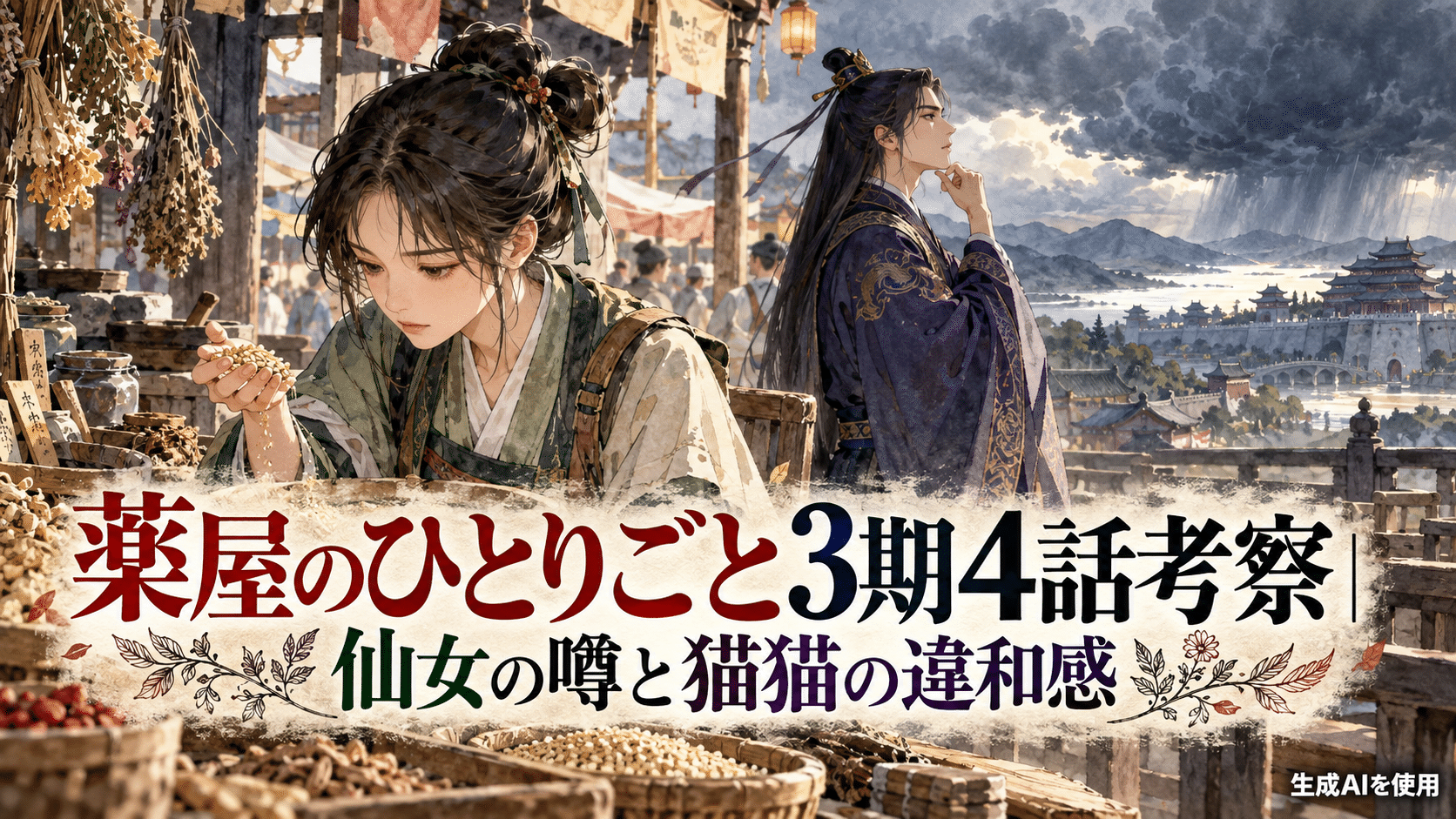 薬屋のひとりごと3期4話の仙女の噂を考察するアイキャッチ