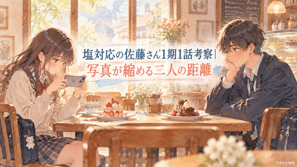 塩対応の佐藤さん1期1話で写真が二人の距離を縮める様子を描いたアイキャッチ
