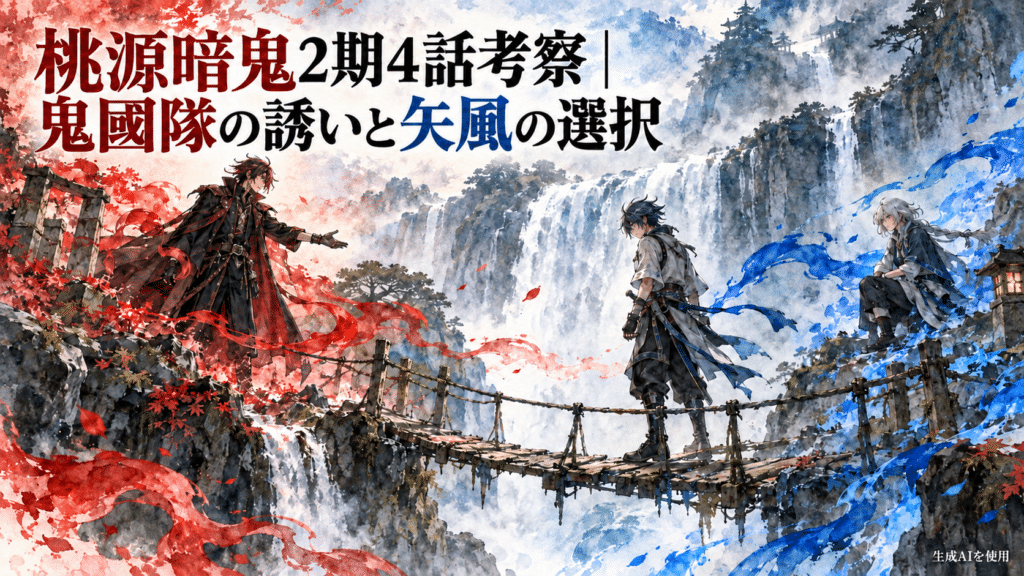 桃源暗鬼2期4話の鬼國隊の誘いと矢颪の選択を考察するアイキャッチ