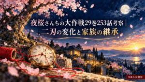 夜桜さんちの大作戦29巻253話の二刃の変化と家族の継承を考察するアイキャッチ